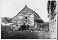 Log House with Horses for Early Settlers
