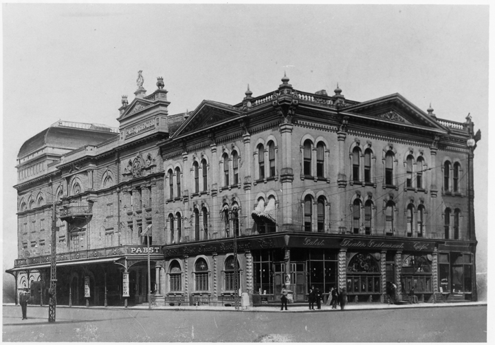 Pabst Theatre on Wells and Water. Many German performances were held in this theatre built by Capt. Frederick Pabst