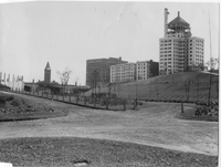 Cudahy Towers Under Construction with Train Station in background